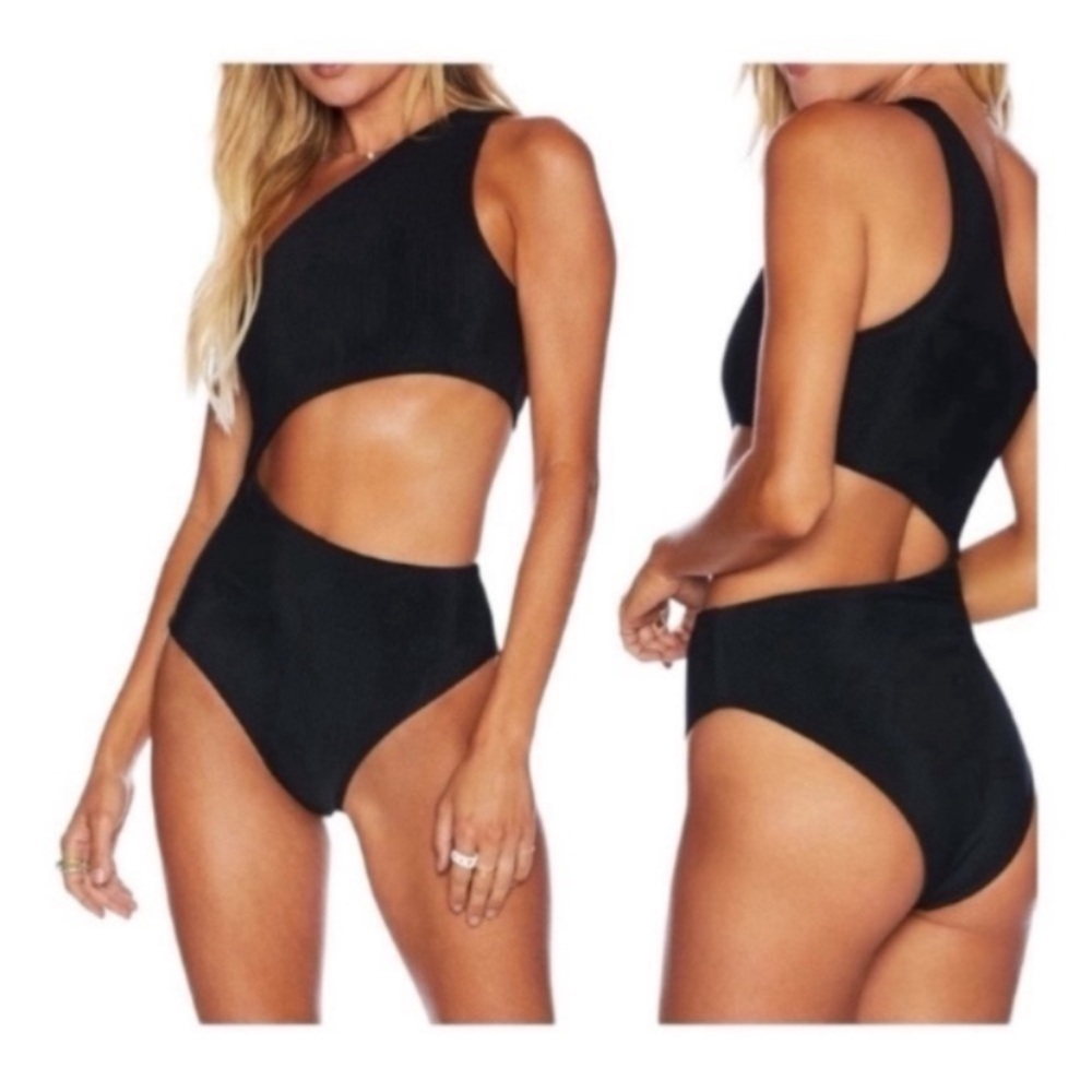 Beach Riot Black One-Shoulder One Piece - Picture 4 of 11